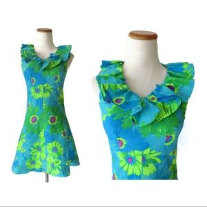 Vintage Mod Flower Power Mini Dress